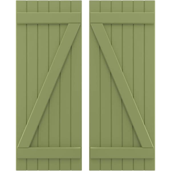 Ekena Millwork Americraft 6-Board (2 Batten) Wood Joined Board-n-Batten Shutters w/ Z-Bar, ARW102BB621X77MGH, PR ARW102BB621X77MGH - main
